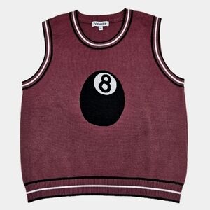 Vigoss Sporty Classic 8-Ball Burgundy Rust Scoop Neck Pullover Knit Sweater Vest